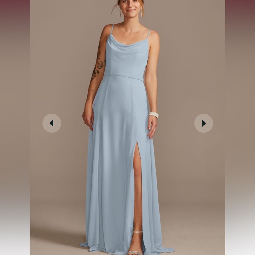 Davids Bridal Dusty Blue bridesmaid dress!